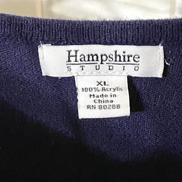 Hampshire Studio Sweater Women’s Extra Large Navy Pullover Long Length SOFT - Picture 4 of 9